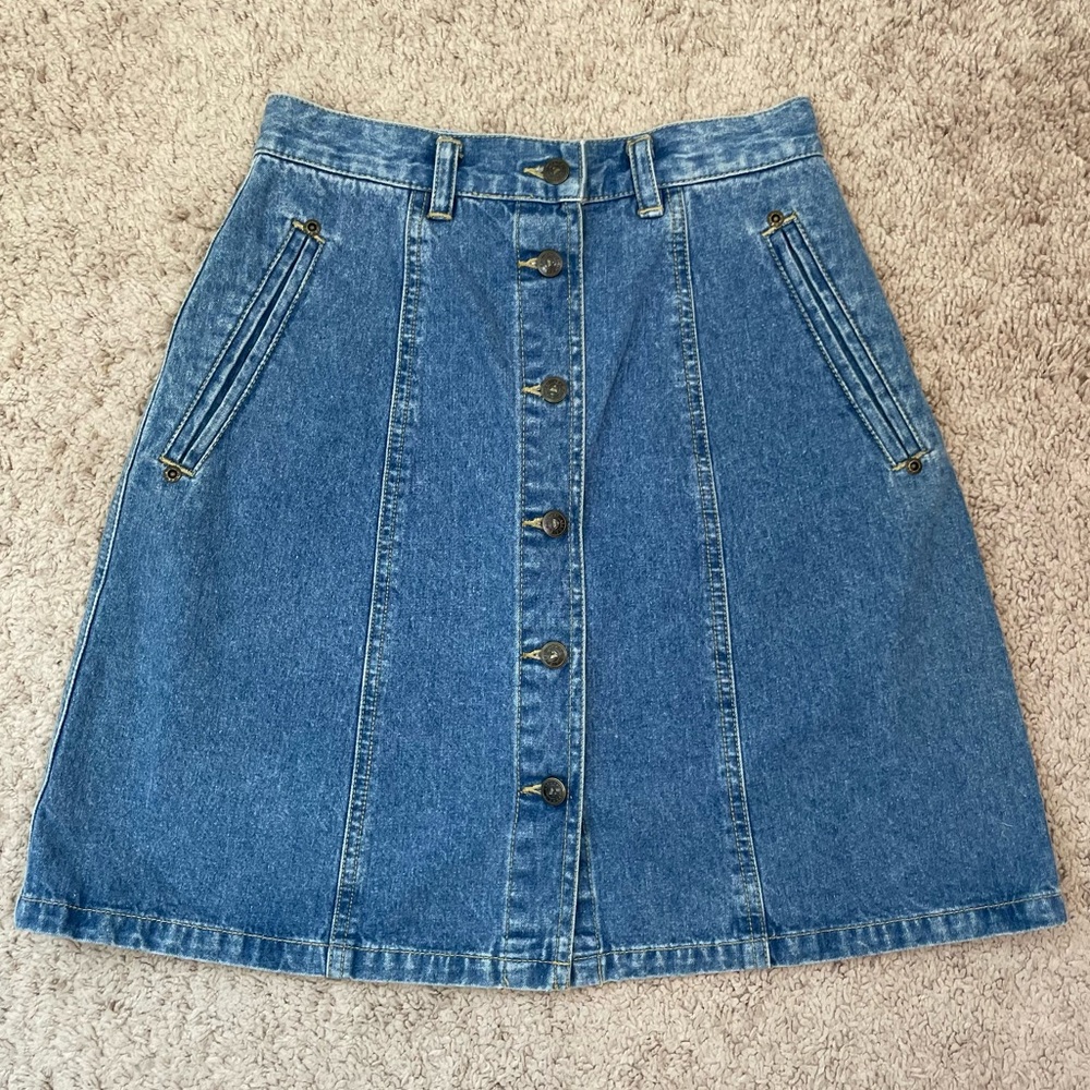 Vintage Liz Claiborne Liz Wear 80s 90s Denim Jean Mini Skirt Size 4 Petite - Picture 16 of 16